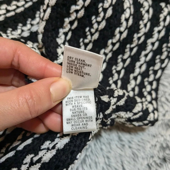 St. John Cardigan Duster Knit Black White Wool Cotton Long Sweater Small - Picture 8 of 9